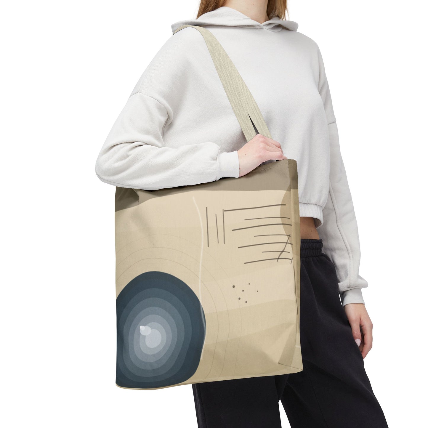 Abstract Neutral Waves Tote Bag | Geometric Circle Pattern