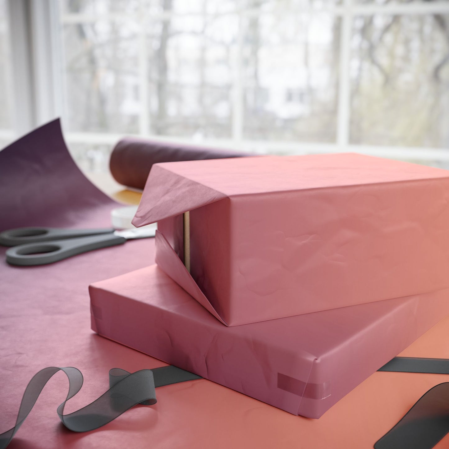 Sunset Gradient Wrapping Paper Roll — Peach Ombre Gift Wrap