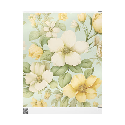 Floral Lemon Wrap — Citrus Blossom Wrapping Paper Roll