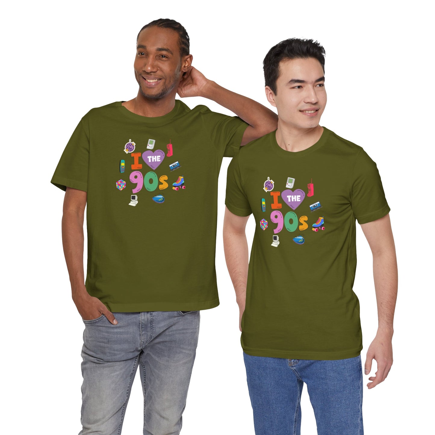 I  Love the 90's Short Sleeve Tee - Retro Graphic Tee, Vintage Style Shirt, Perfect for Casual Outings, 90s Nostalgia Apparel