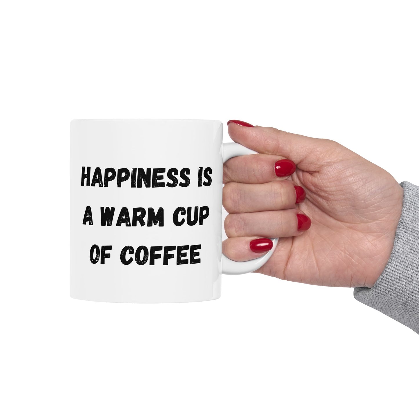 Inspirational Ceramic Coffee Mug - Happiness is a Warm Cup of Coffee - Perfect Gift for Coffee Lovers - TRV