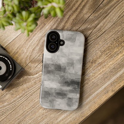 Abstract gray grid phone case for iPhone, tough protective cover with modern design by Printify.