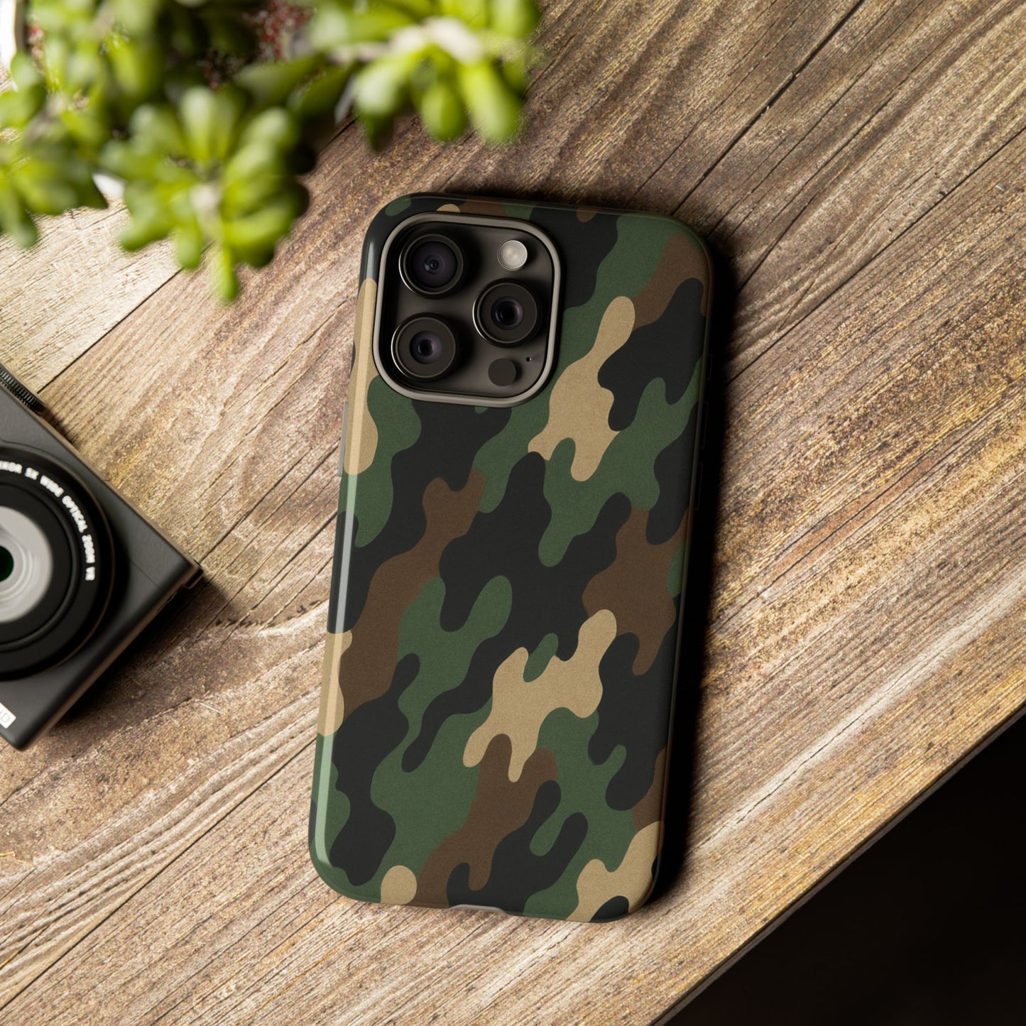 Camouflage tough phone case by Printify, rugged and protective with a camo pattern for durable smartphone protection.