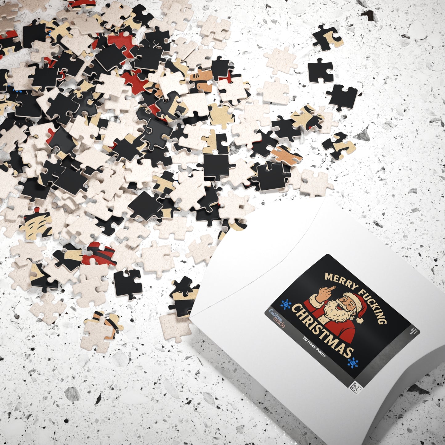 Merry Fucking Christmas Puzzle | Santa Middle Finger Holiday Jigsaw
