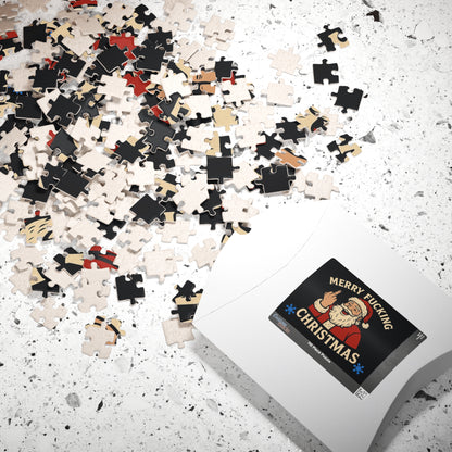 Merry Fucking Christmas Puzzle | Santa Middle Finger Holiday Jigsaw