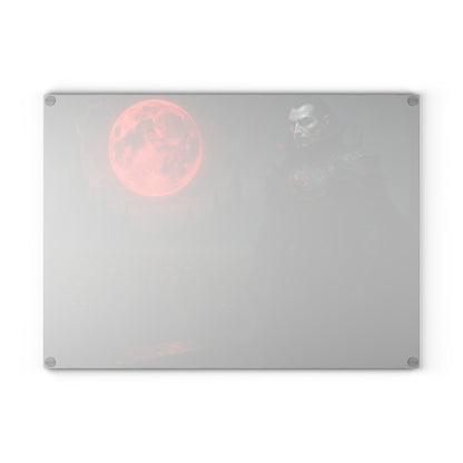 Vampire Blood Moon Glass Cutting Board — Gothic Kitchen Décor