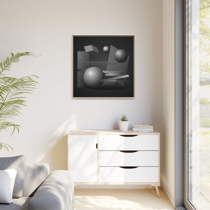 Monochrome Geometric Spheres Canvas Framed Wall Art | Matte Print