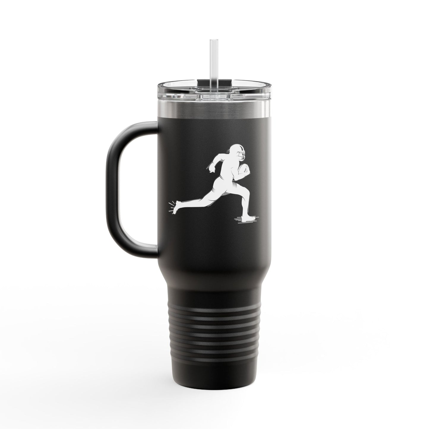Football Player Coffee Tumbler, Insulated Travel Mug for Active Lifestyles, Sporty Drinkware for On-the-Go, Perfect Gift for Athletes