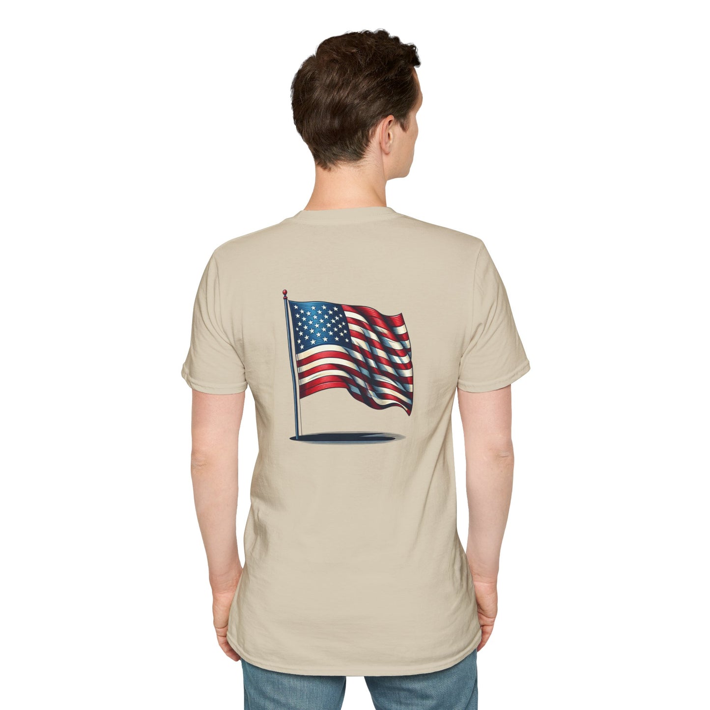 Patriotic Unisex Softstyle T-Shirt, American Flag Tee, USA Pride Shirt, Perfect for Independence Day, Casual Wear - TRV