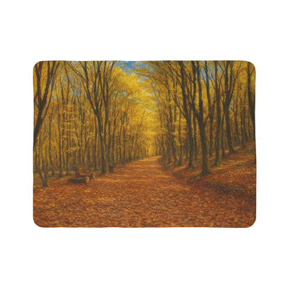 Printify Autumn Fleece Sherpa Blanket, cozy fall throw with warm fleece and plush sherpa lining, perfect for chilly days.