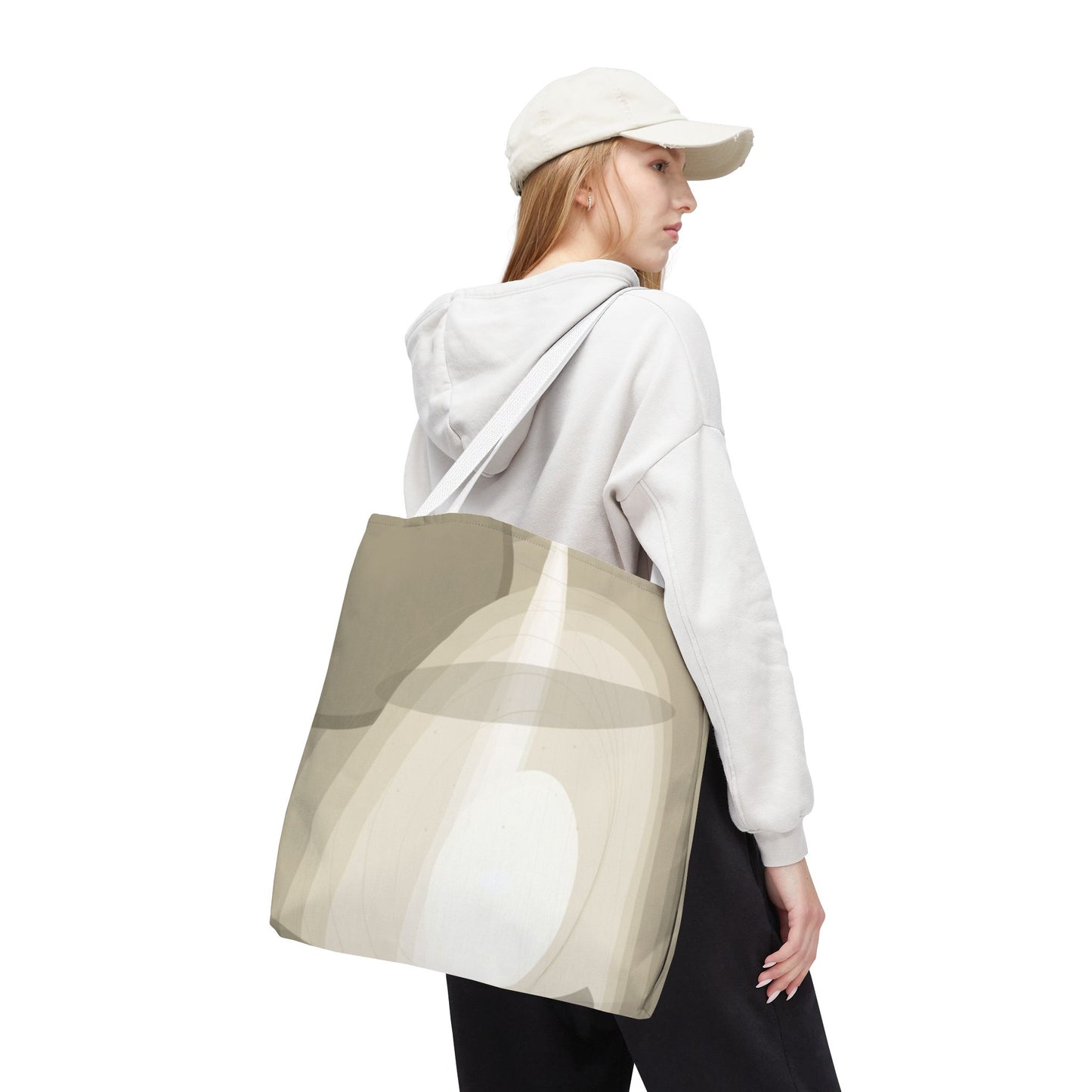 Neutral Abstract Light Beam Tote Bag | Minimalist Geometric Pattern