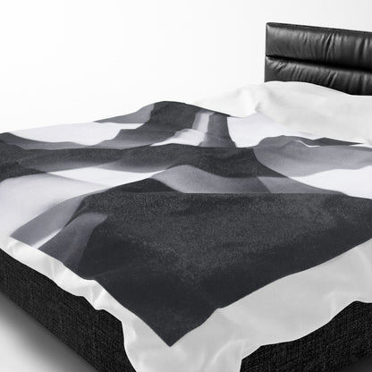 Abstract Black Smoke Design Velveteen Plush Blanket | Monochrome Swirl
