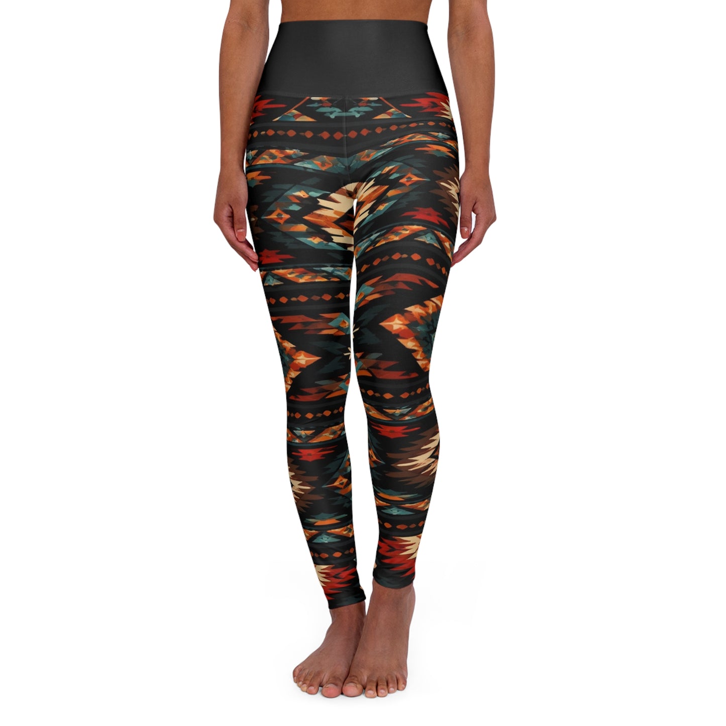 Southwestern Aztec Pattern High Waisted Leggings | Tribal Yoga Leggings