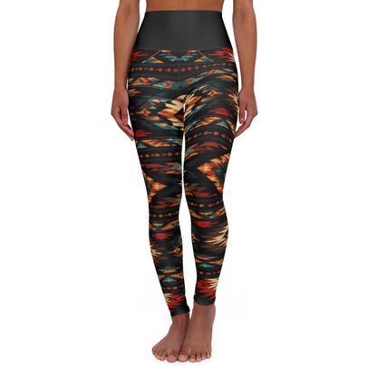 Southwestern Aztec Pattern High Waisted Leggings | Tribal Yoga Leggings