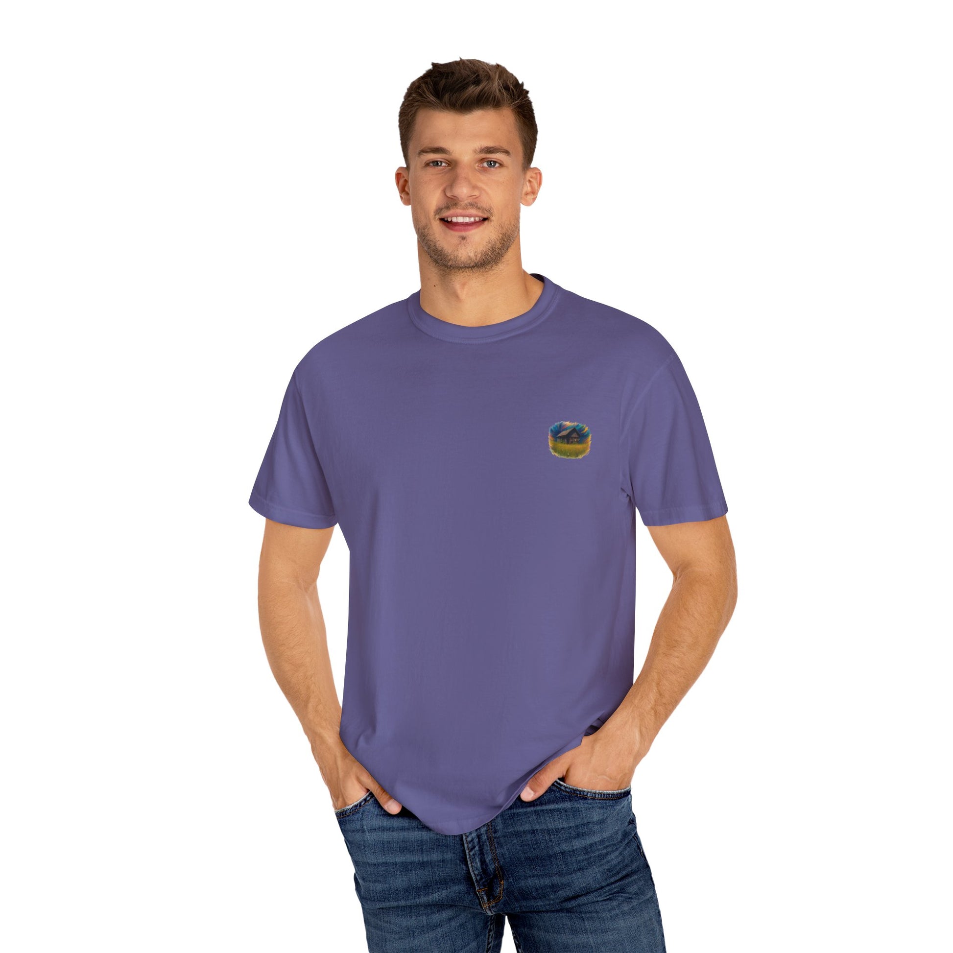 Rustic Landscape T-shirt | Relaxed Fit Tee, Casual Wear, Nature Lover Gift, Summer Outing Top, Eco-Friendly Apparel - TRV
