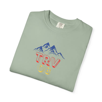 Unisex garment-dyed T-shirt with TRV08 Logo, featuring a relaxed fit and casual style, displayed in a natural pose.