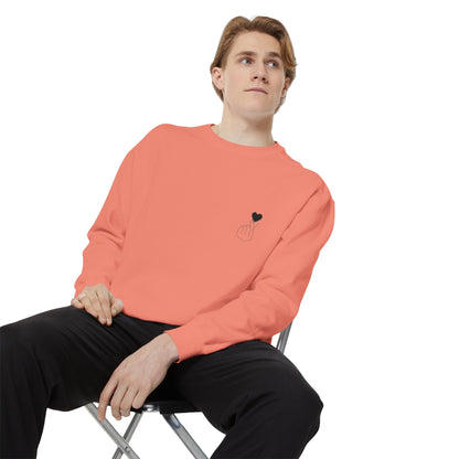 Unisex Garment-Dyed Sweatshirt with Heart Design - Cozy & Stylish