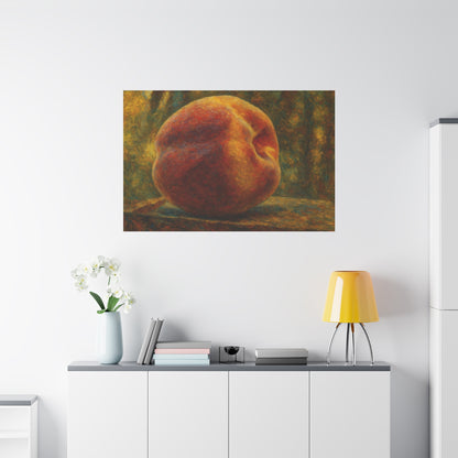 Peach still life matte canvas print by Printify, stretched 1.25-inch wall art featuring vibrant peach and floral design.