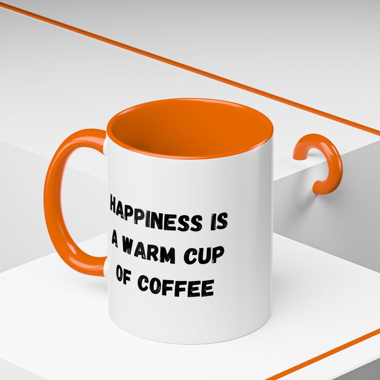Coffee Mug — “Happiness Is A Warm Cup Of Coffee” Accent Ceramic Mug (11/15 oz)