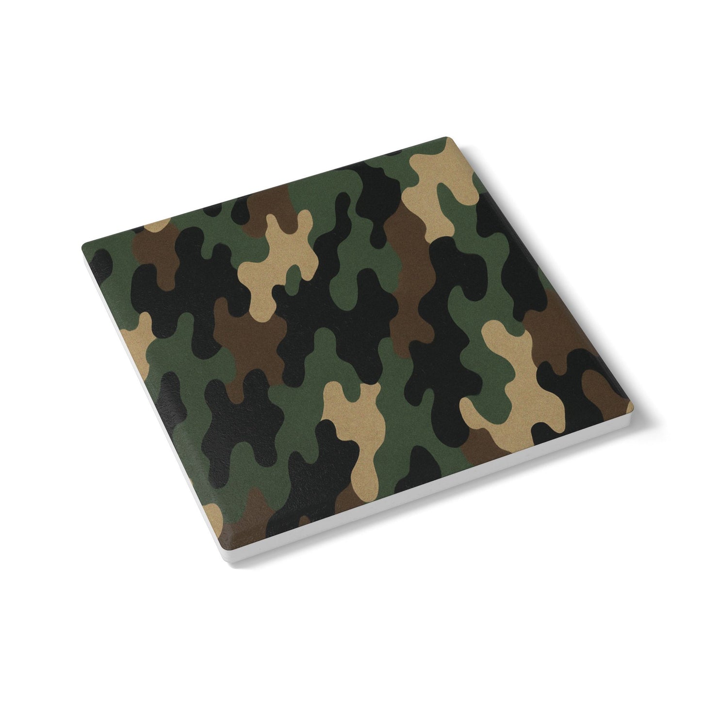 Camo Ceramic Coaster — Green Woodland Camouflage Drink Protector