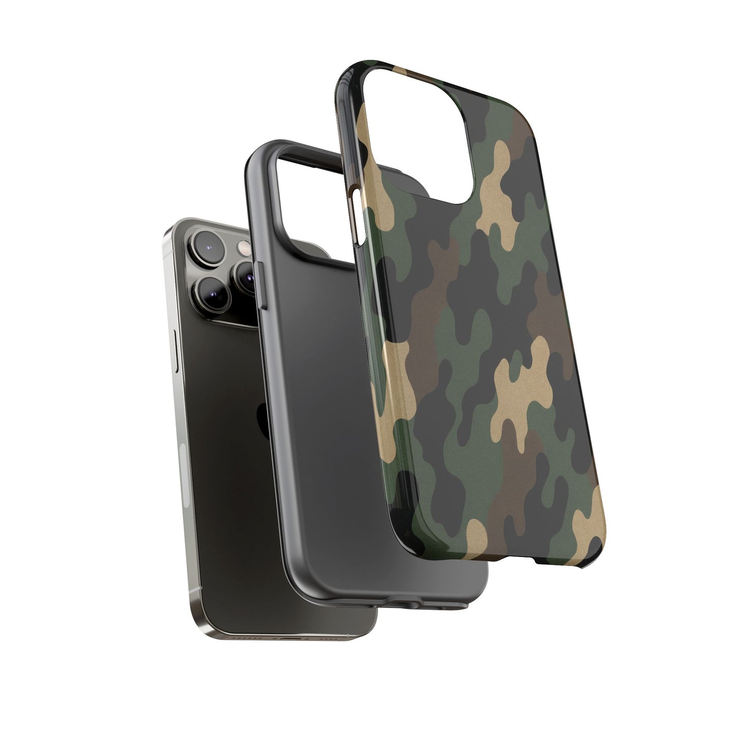 Camouflage tough phone case by Printify with rugged camo pattern, protective design, and durable material for smartphones.