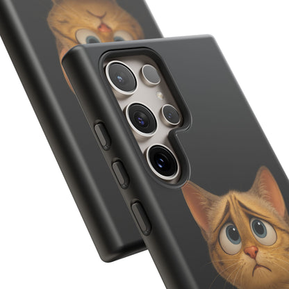 Cute sad kitty print phone case for iPhone, protective and stylish cat-themed accessory by Printify