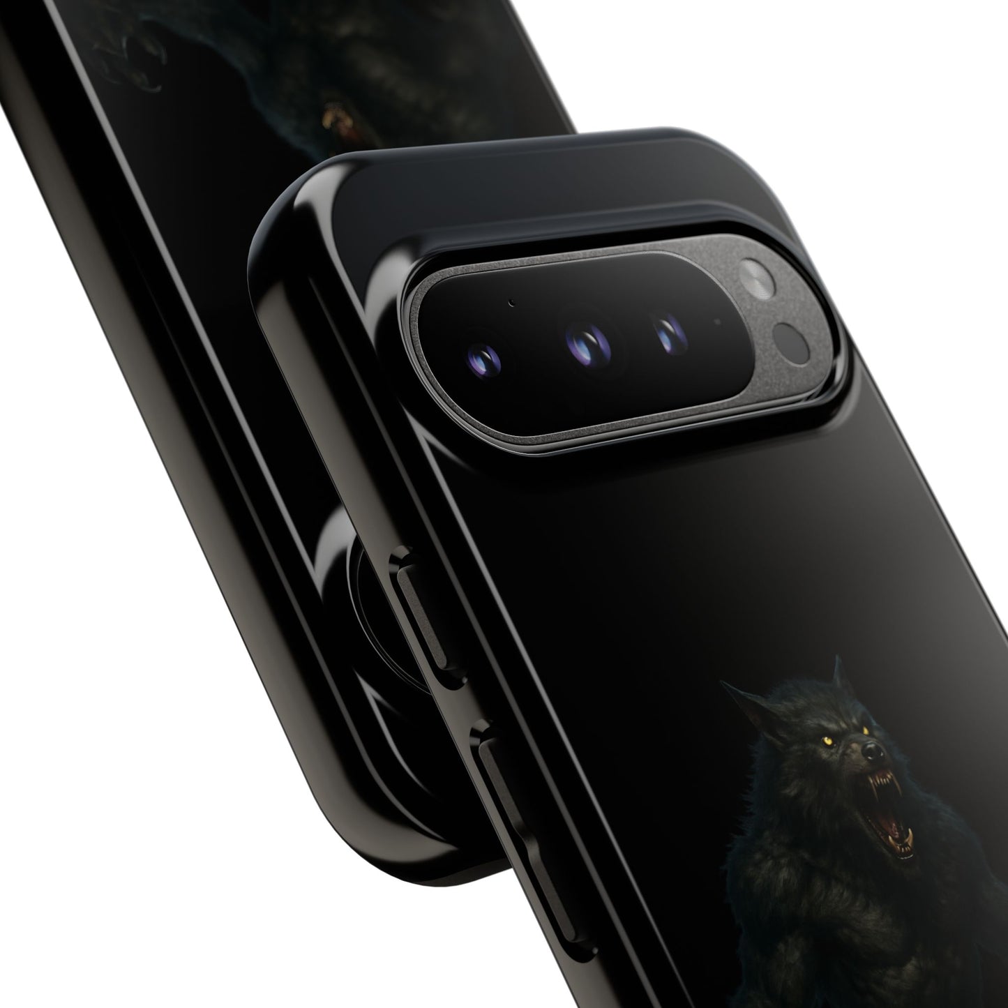 Werewolf phone case with dark monster graphic, durable protective design for smartphones, by Printify.