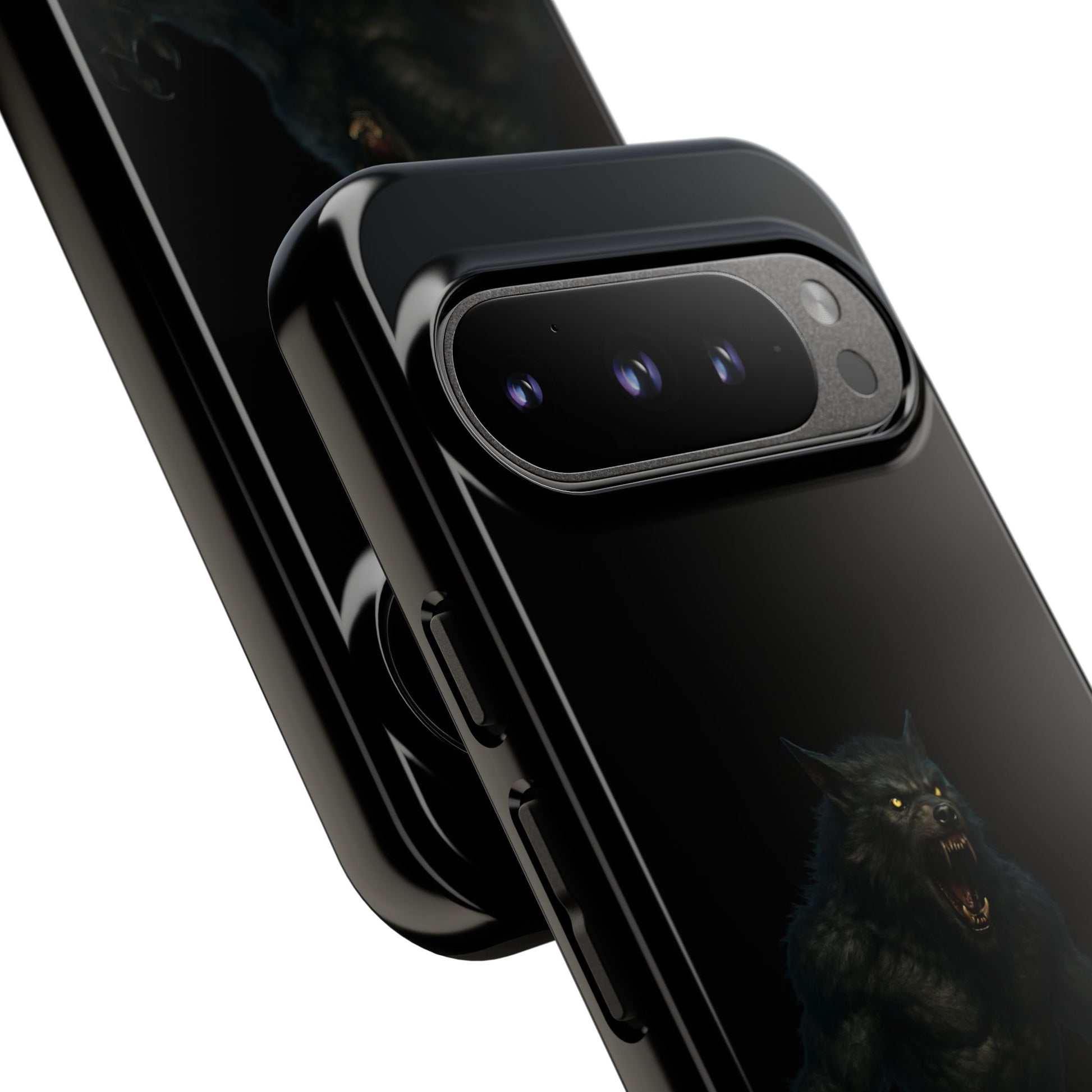 Werewolf phone case with dark monster graphic, durable protective design for smartphones, by Printify.