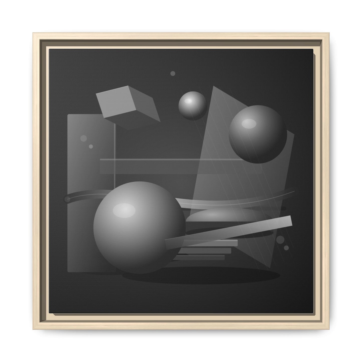 Monochrome Geometric Spheres Canvas Framed Wall Art | Matte Print