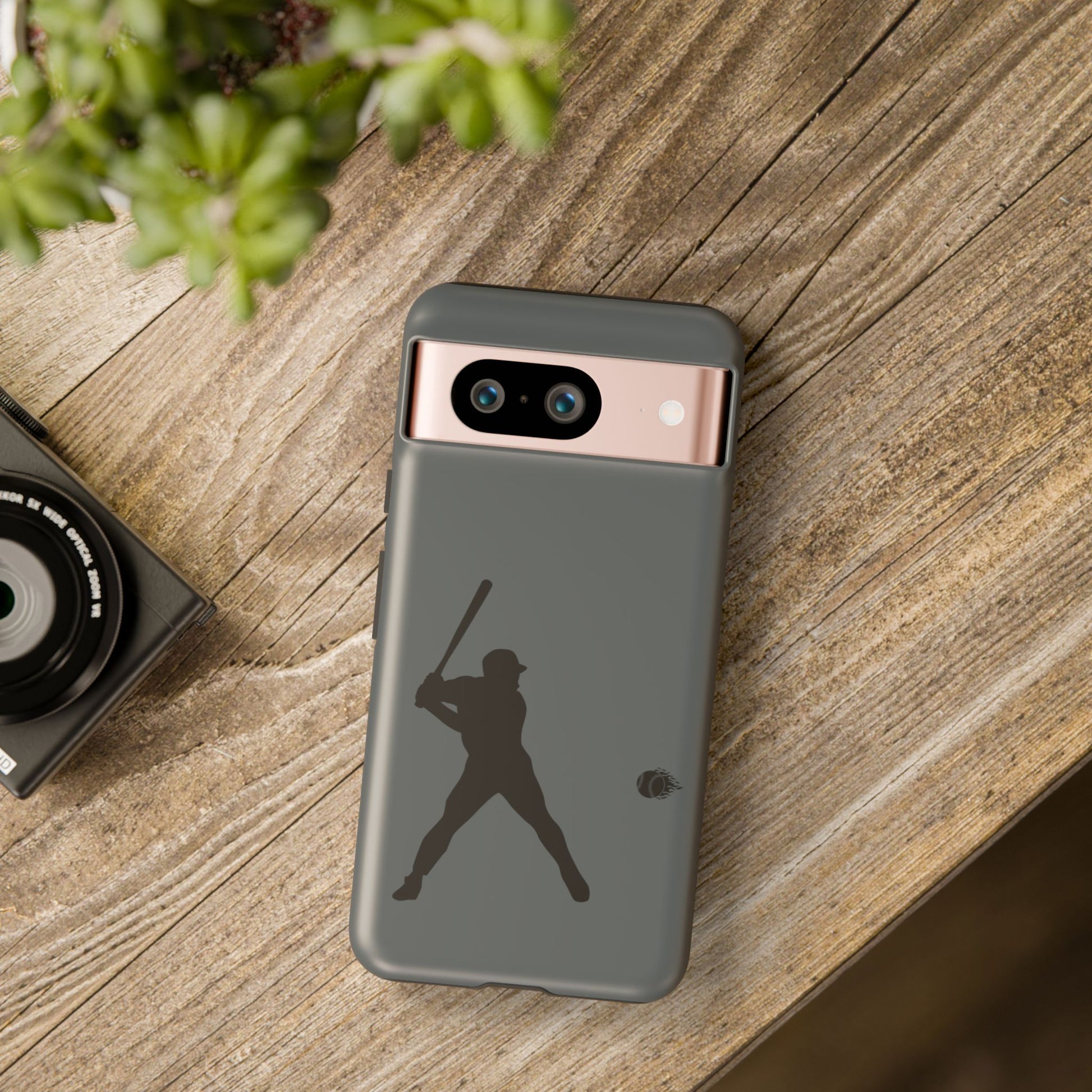 Black baseball silhouette tough phone case for iPhone, protective sporty design by Printify with rugged material.