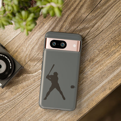 Black baseball silhouette tough phone case for iPhone, protective sporty design by Printify with rugged material.