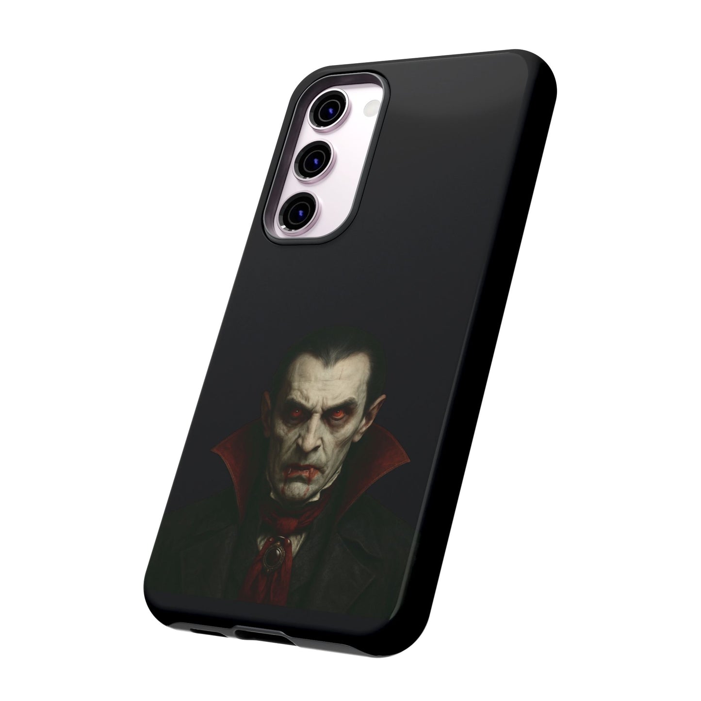 Gothic vampire portrait phone case for iPhone featuring a Dracula horror design, by Printify.
