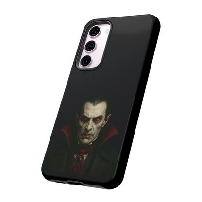 Gothic vampire portrait phone case for iPhone featuring a Dracula horror design, by Printify.
