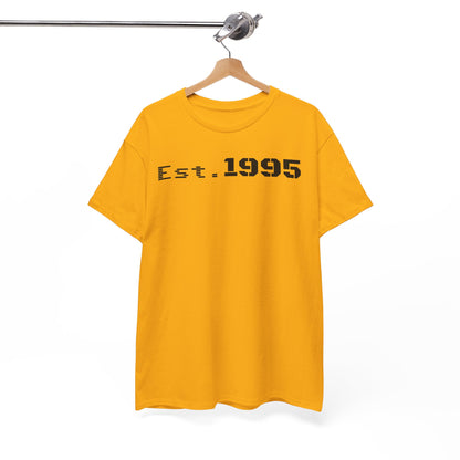 Unisex Heavy Cotton Tee - Est. 1995, Vintage Birthday Gift, Customizable Tee, Retro Unisex Shirt, Casual Everyday Wear