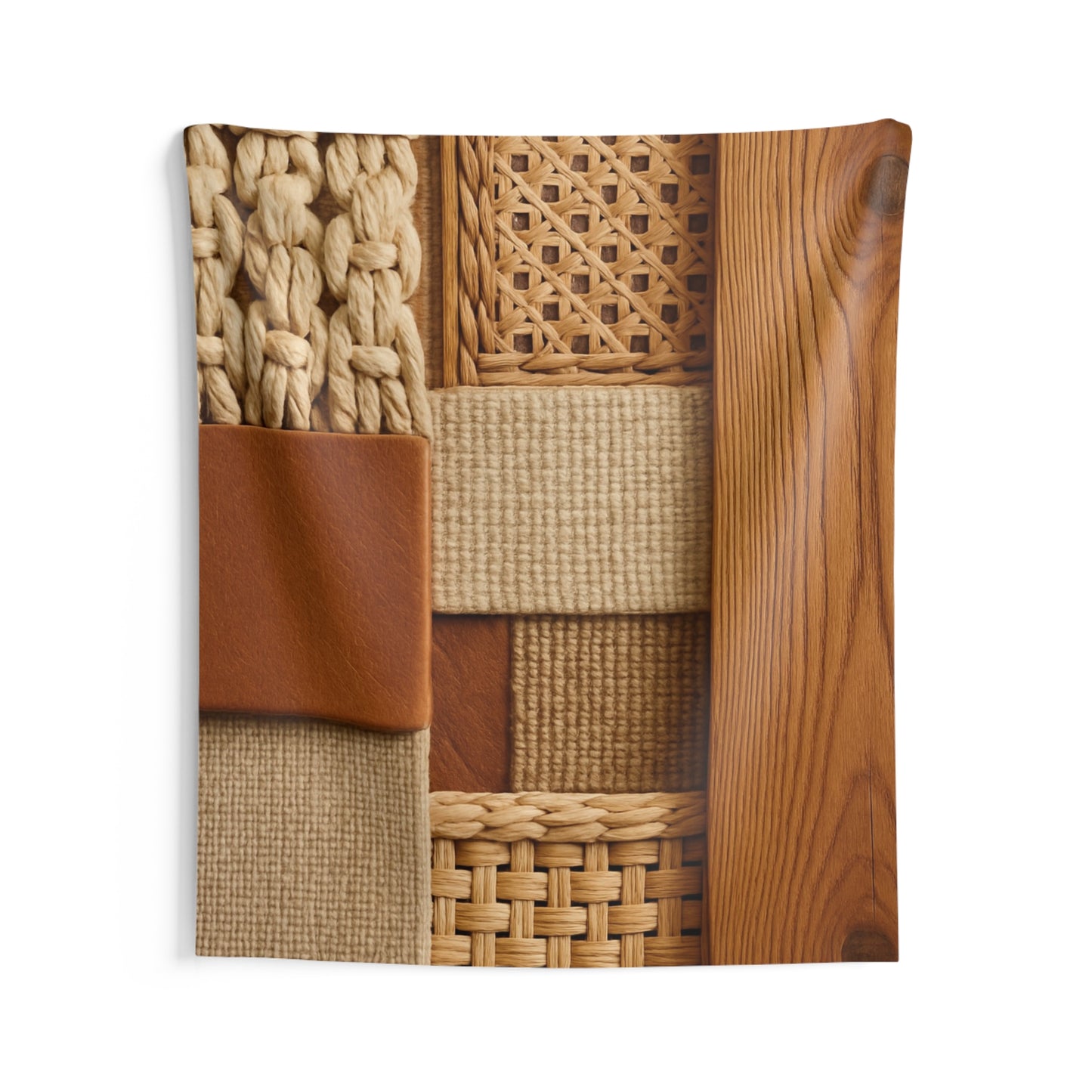 Woven Texture Wall Tapestry — Neutral Boho Patchwork Décor