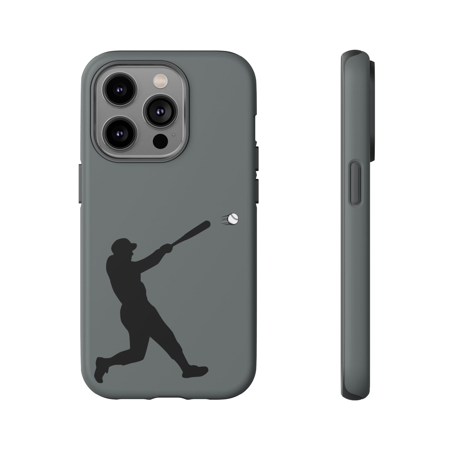 Printify baseball batter phone case, tough protective smartphone cover featuring a baseball player design for fans.