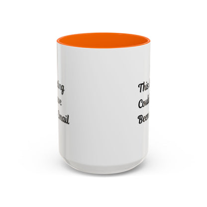 Funny office coffee mug with "This Meeting Could Have Been An Email" slogan, Printify accent mug for office humor.