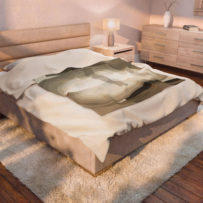 Abstract Neutral Shapes Velveteen Plush Blanket | Modern Minimalist Art