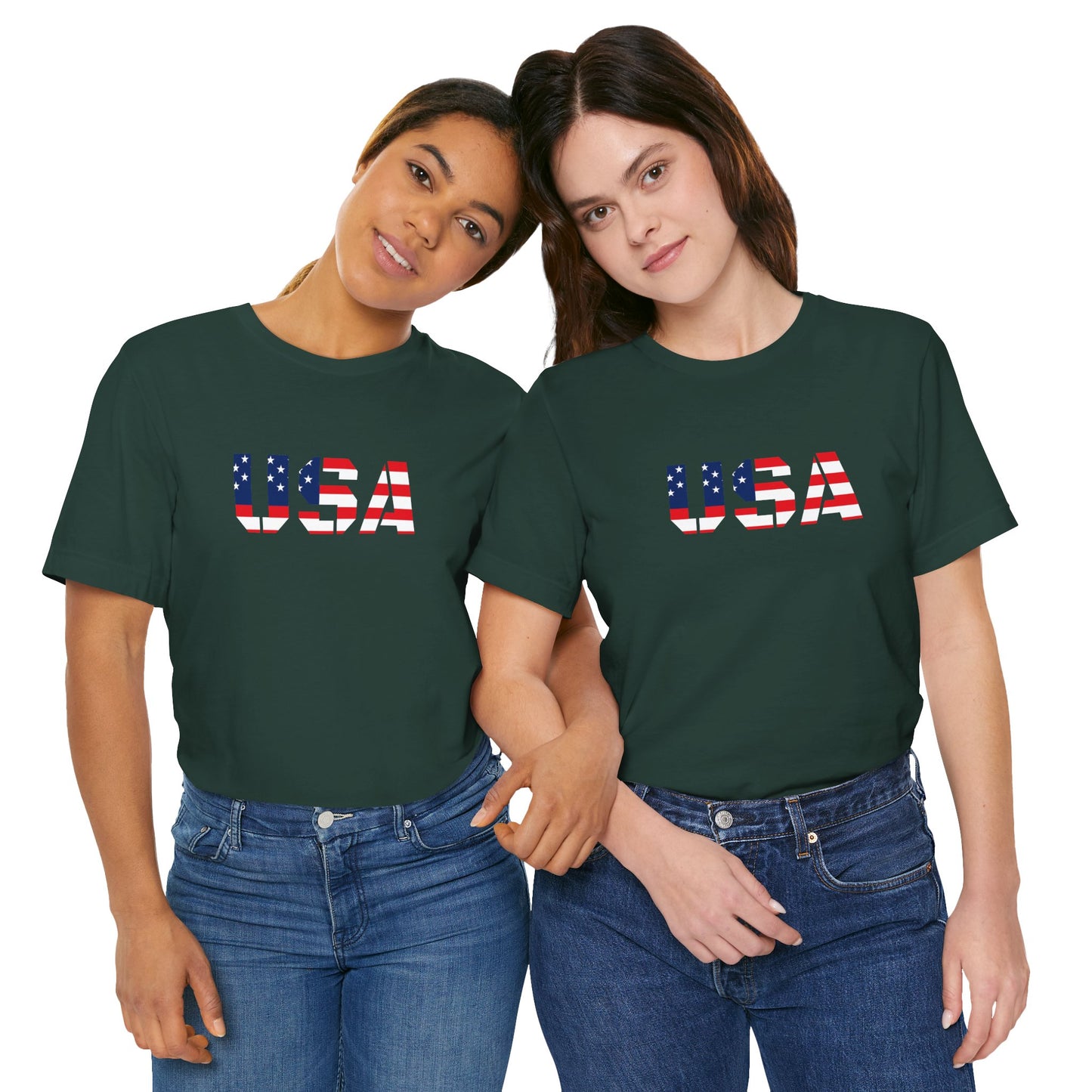 USA Flag Text Tee — Patriotic Fourth of July T-Shirt
