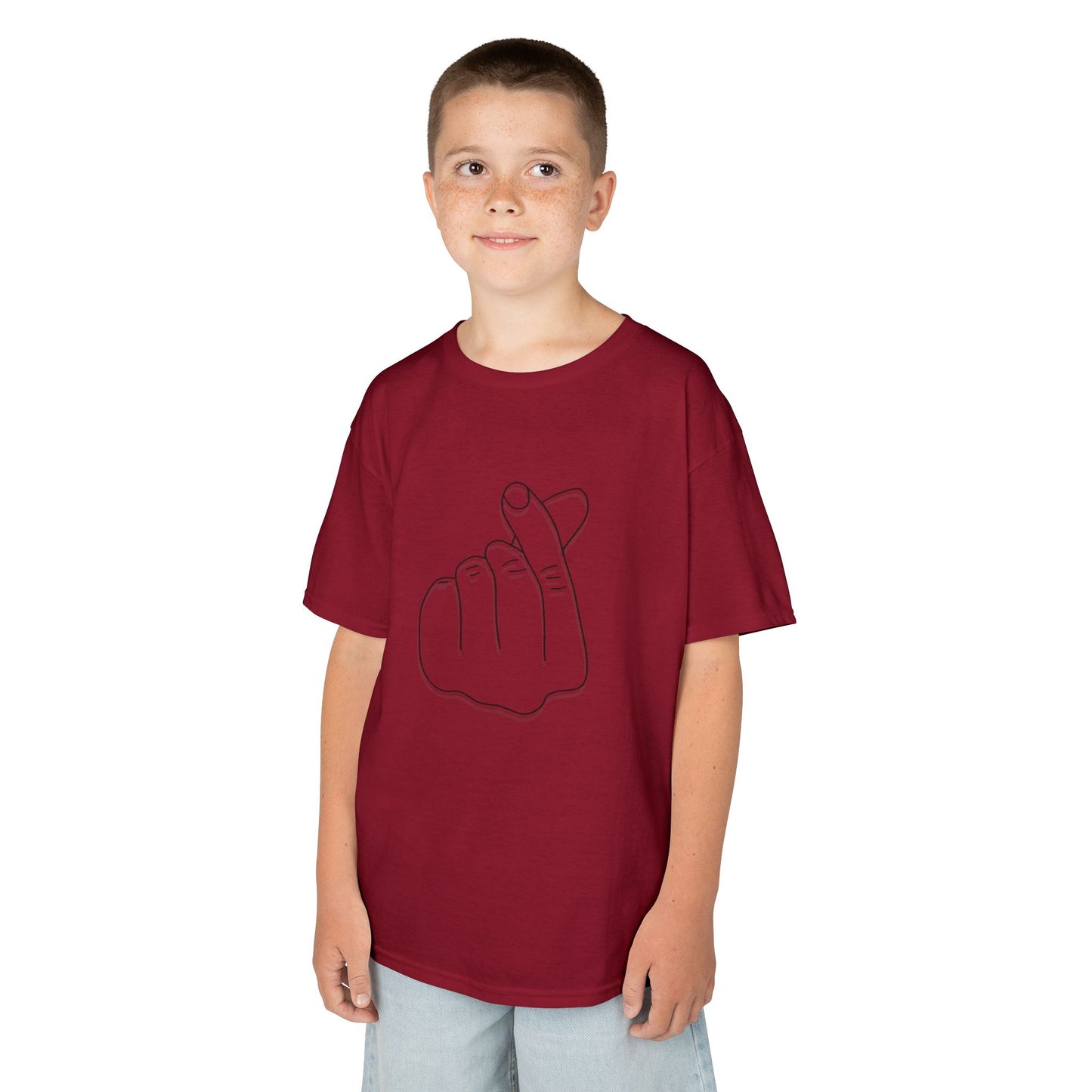 Cute Kids Heavy Cotton Tee - K-Pop Inspired Love Gesture