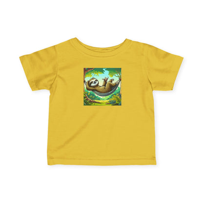 Cute infant tee featuring a sloth nap graphic, made by Printify, perfect for baby kids' clothes and comfortable everyday wear.