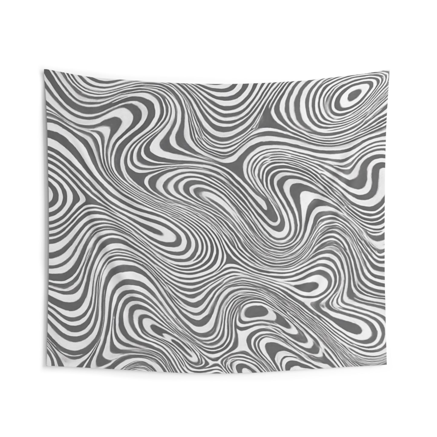 Abstract Swirl Wall Tapestry — Monochrome Wavy Optical Art