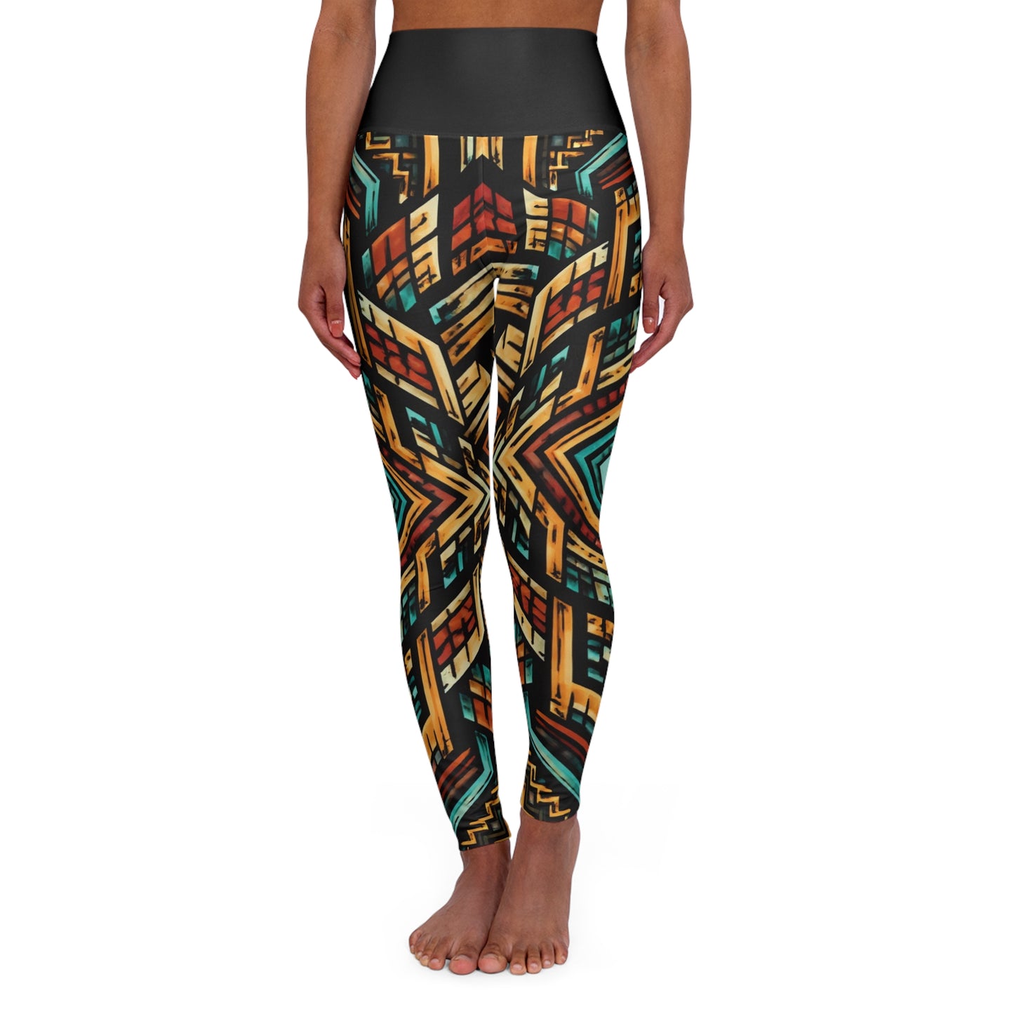 Abstract Geometric Starburst Leggings | High Waisted Yoga Leggings