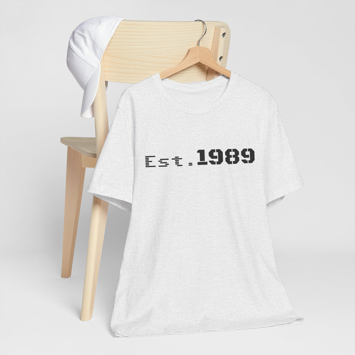 Vintage Est. 1989 Printify T-shirt featuring a graphic design celebrating the year of birth.