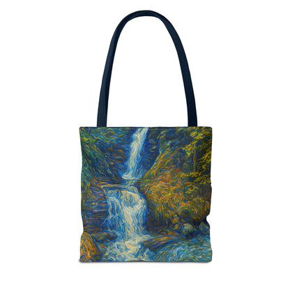 Nature-Inspired Tote Bag, Artistic Eco-Friendly Shopper, Waterfall Design, Reusable Market Bag, Gift for Nature Lovers - TRV