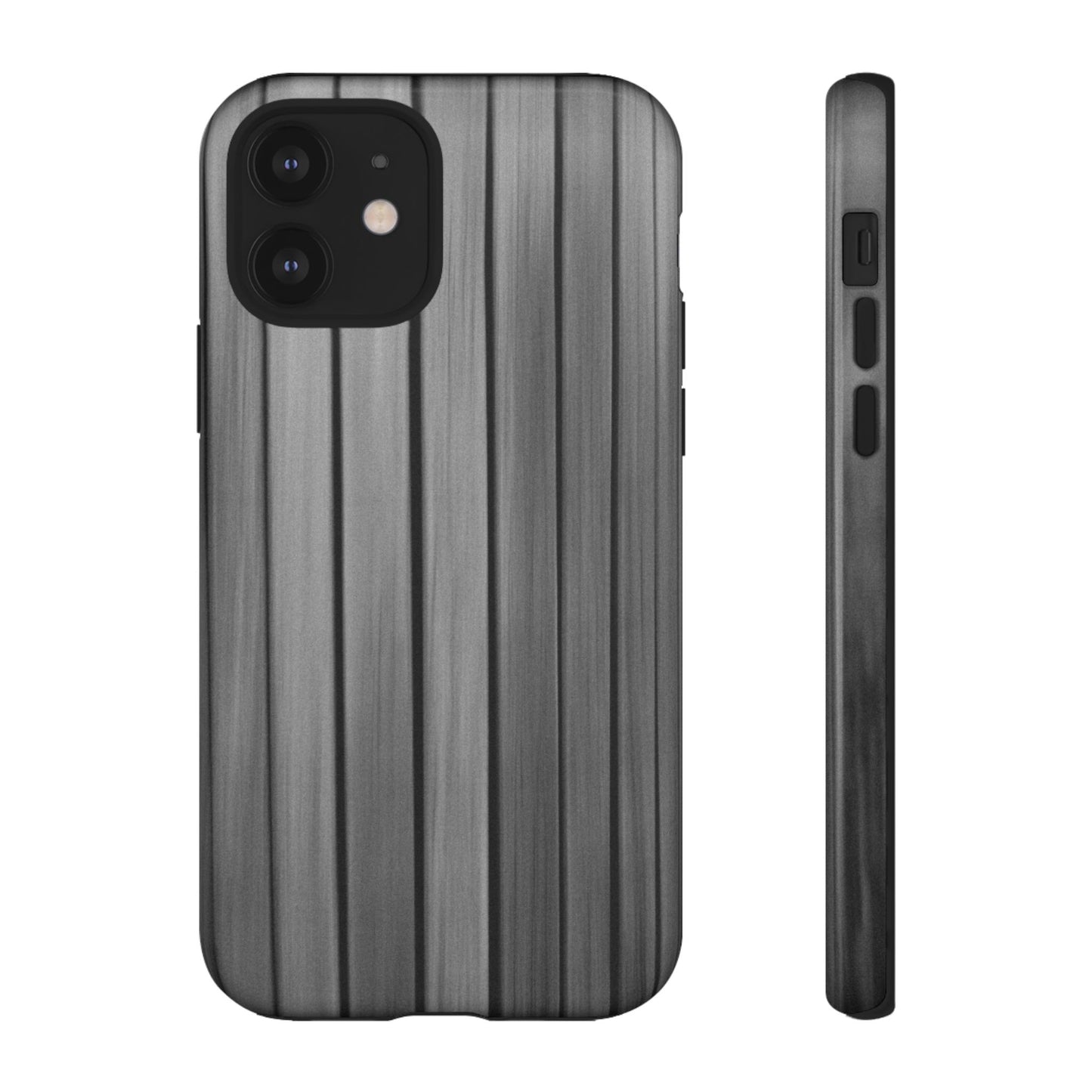 Ribbed metal texture phone case by Printify, tough protective iPhone cover with sleek design and durable material.