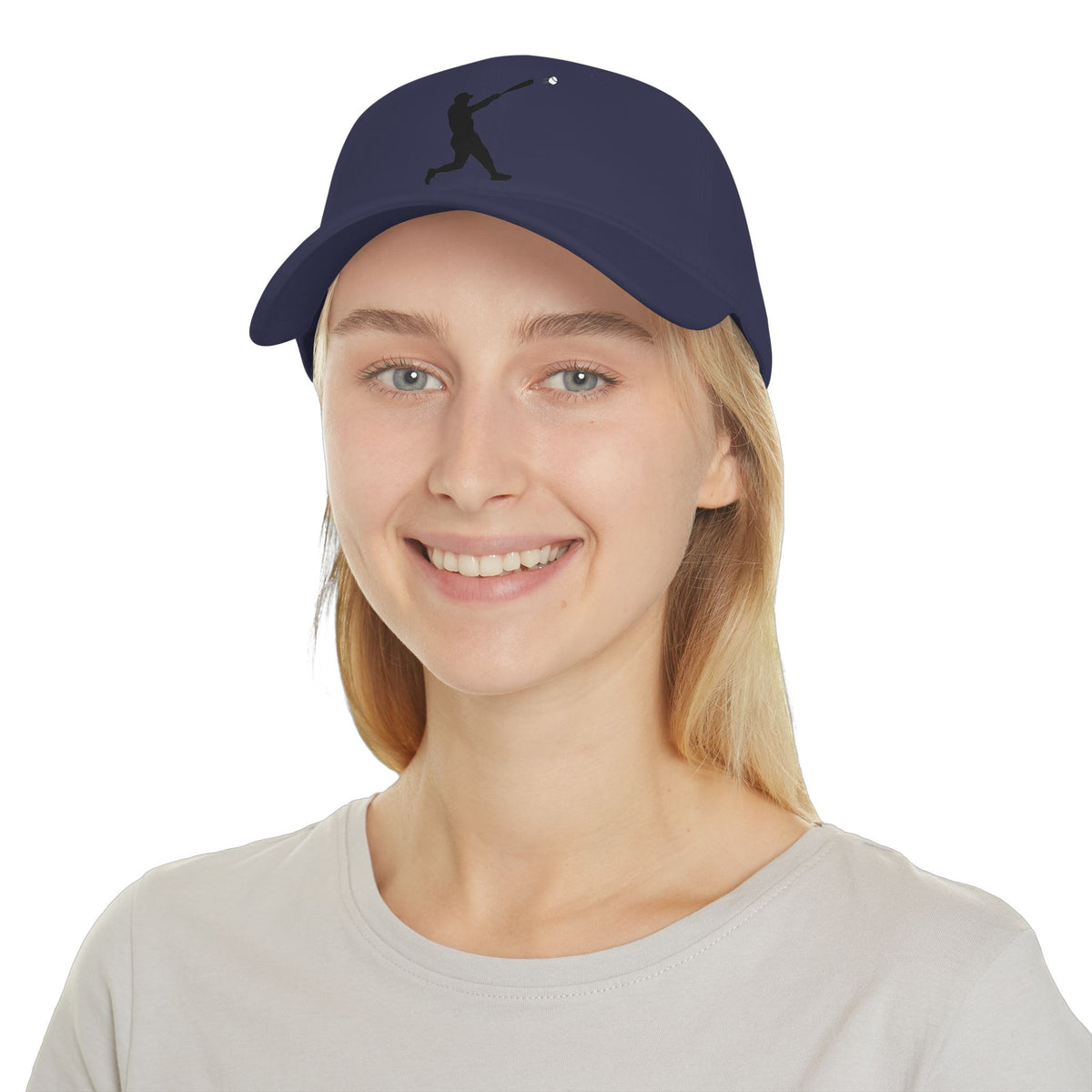 Silhouette Batter baseball cap by Printify featuring a classic hat design with a bold batter silhouette graphic.