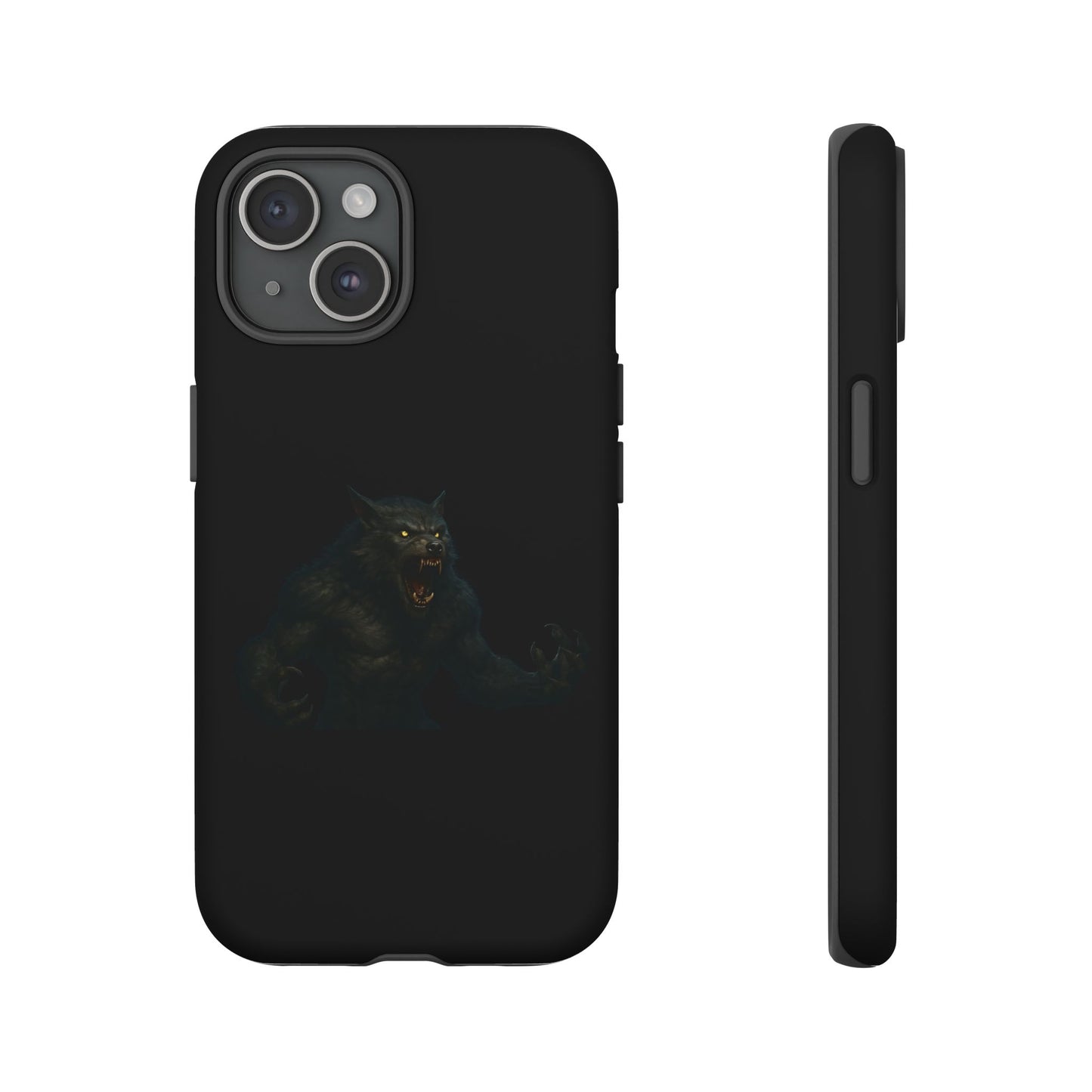 Dark monster graphic werewolf phone case by Printify, tough protective cover with spooky monster design for smartphones.