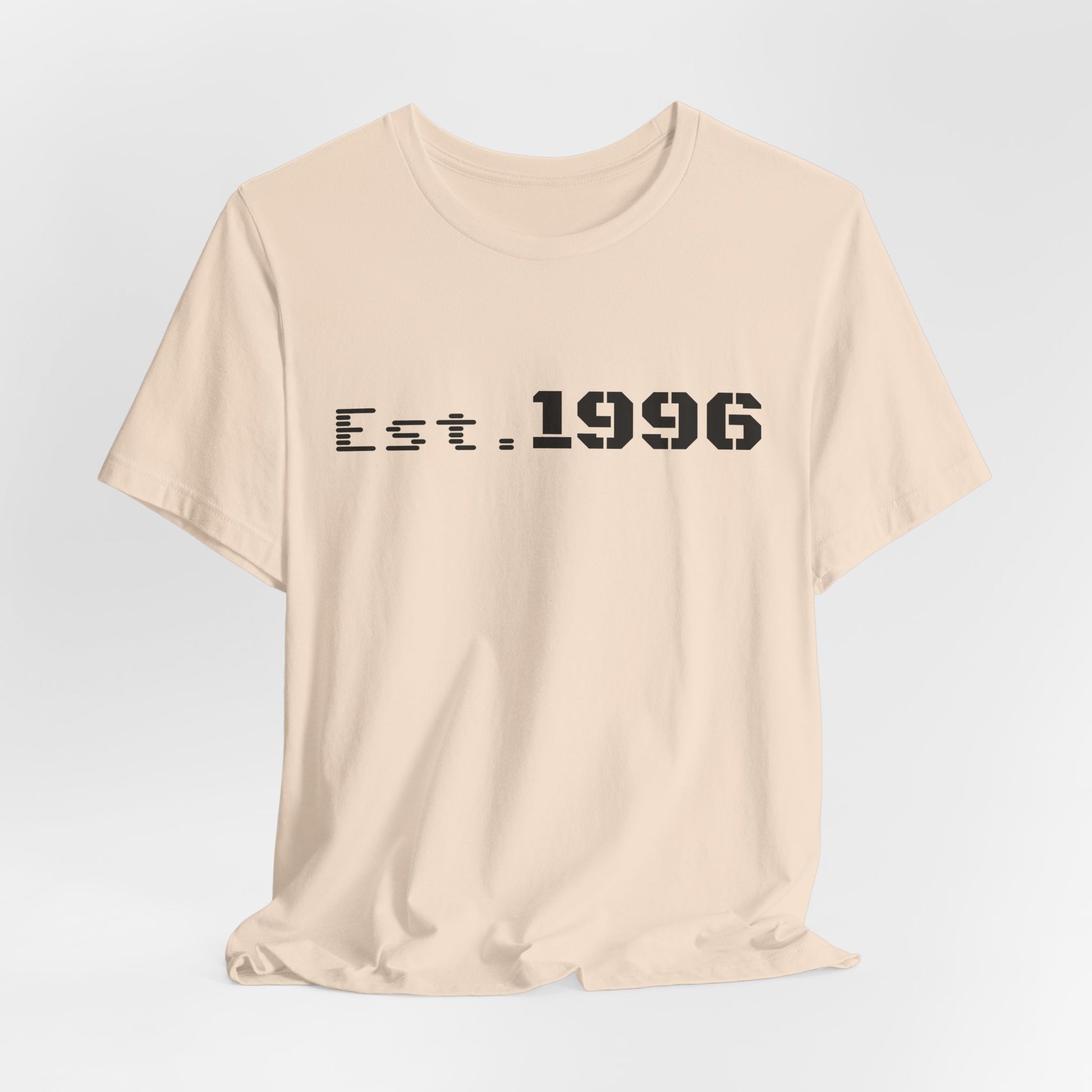 Vintage style Est. 1996 T-shirt by Printify featuring a birth year birthday gift design on a casual cotton tee.