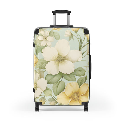 Floral Vintage Carry-On Suitcase — Pastel Dogwood Luggage